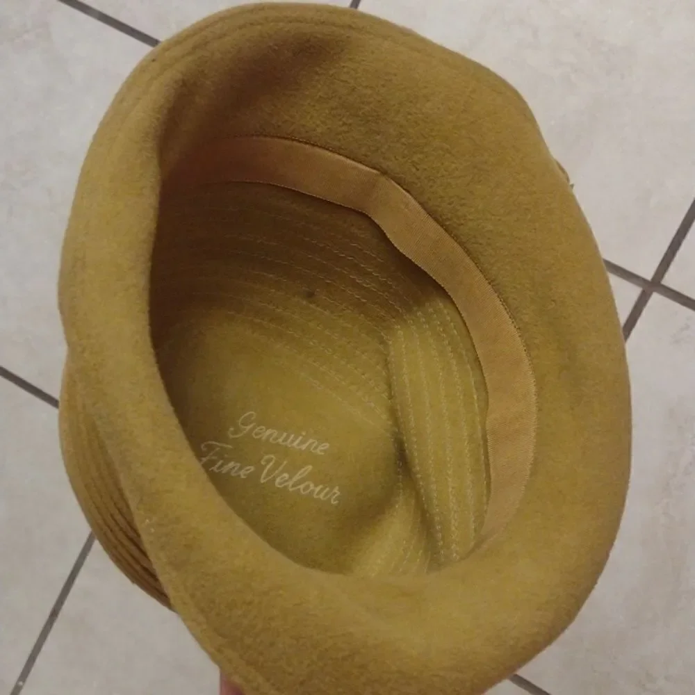 Vintage style bucket hat Fine Velour mustard yellow 20s 30s